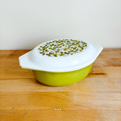 Vintage Pyrex Verdé Olive 043 Casserole Dish with Lid (1 1/2 Qt)