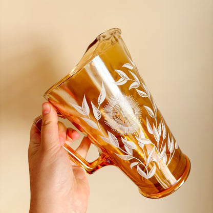 Vintage Jeannette Glass Iridescent Marigold Carnival Glass Pitcher