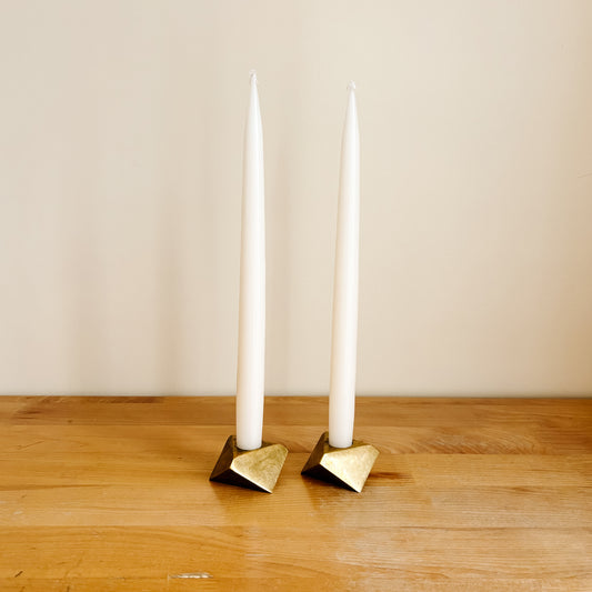 Geometric Brass Taper Candle Holders - Made in Canada