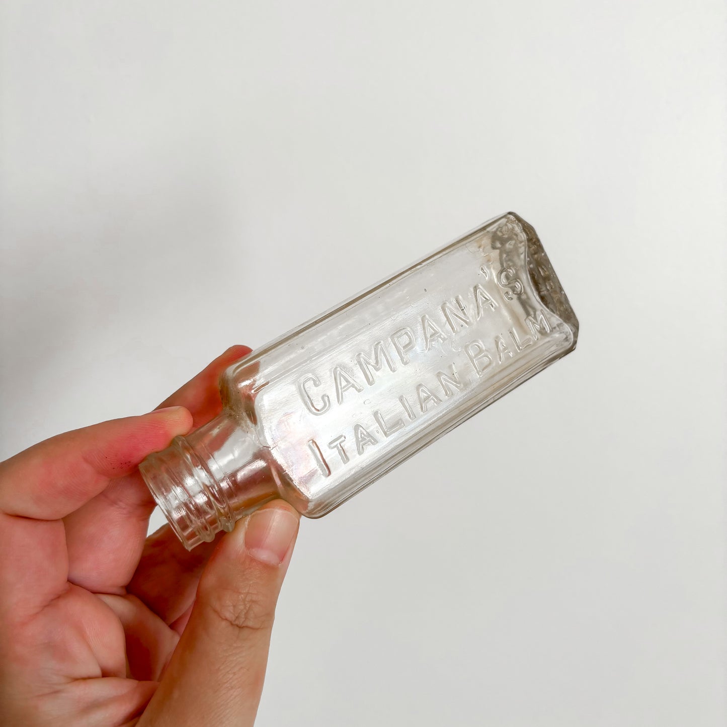 Apothecary Bottle - Campagna's Italian Balm Clear Glass
