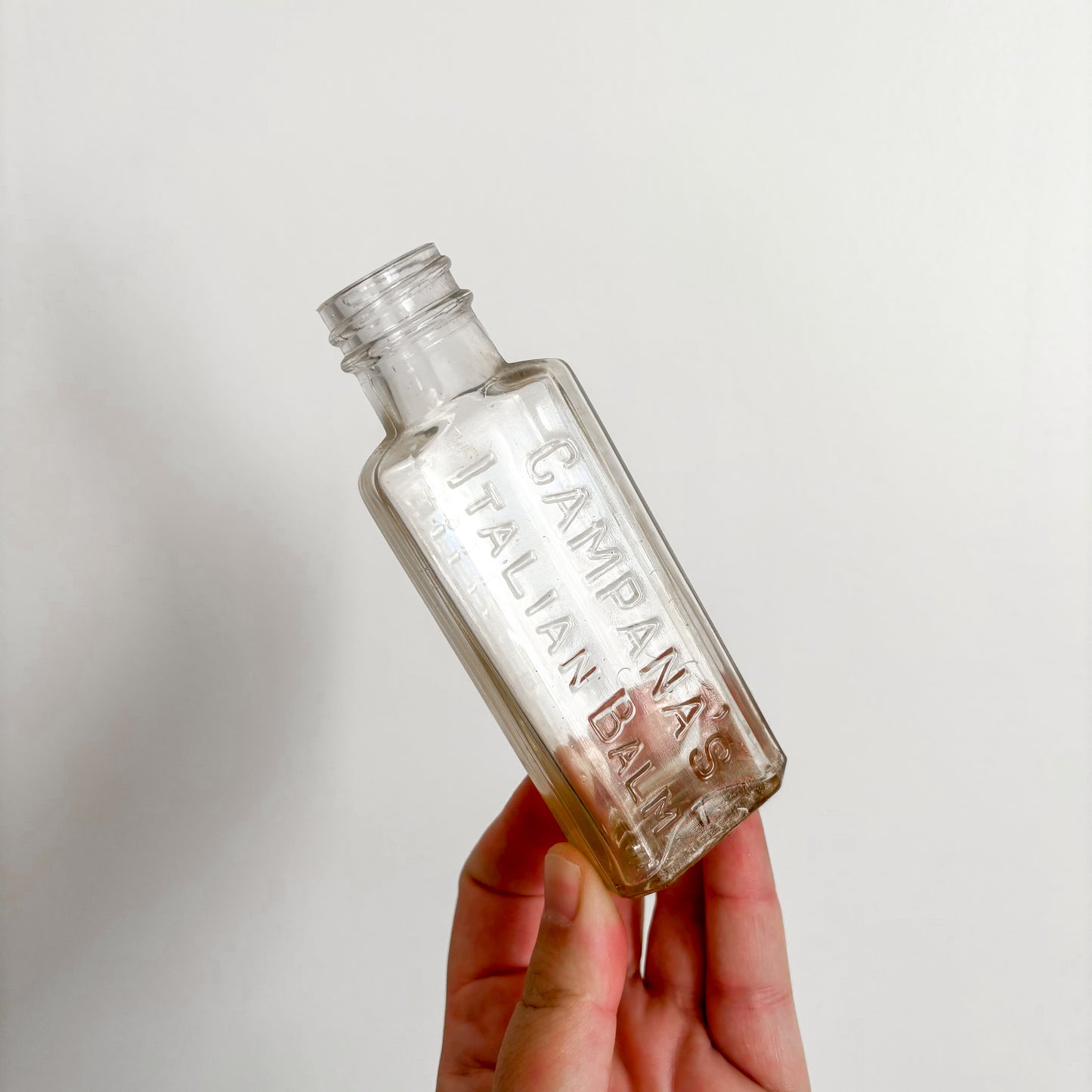 Apothecary Bottle - Campagna's Italian Balm Clear Glass