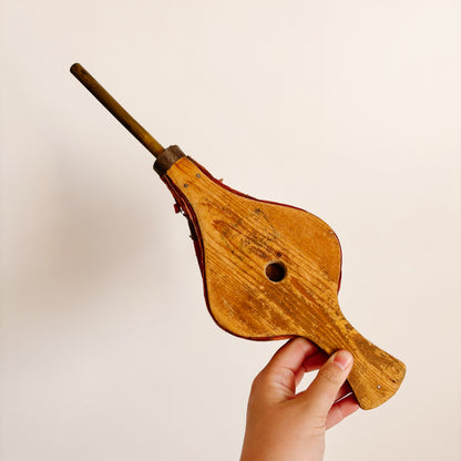 Vintage Ornamental Wood and Leather Fireplace Bellows