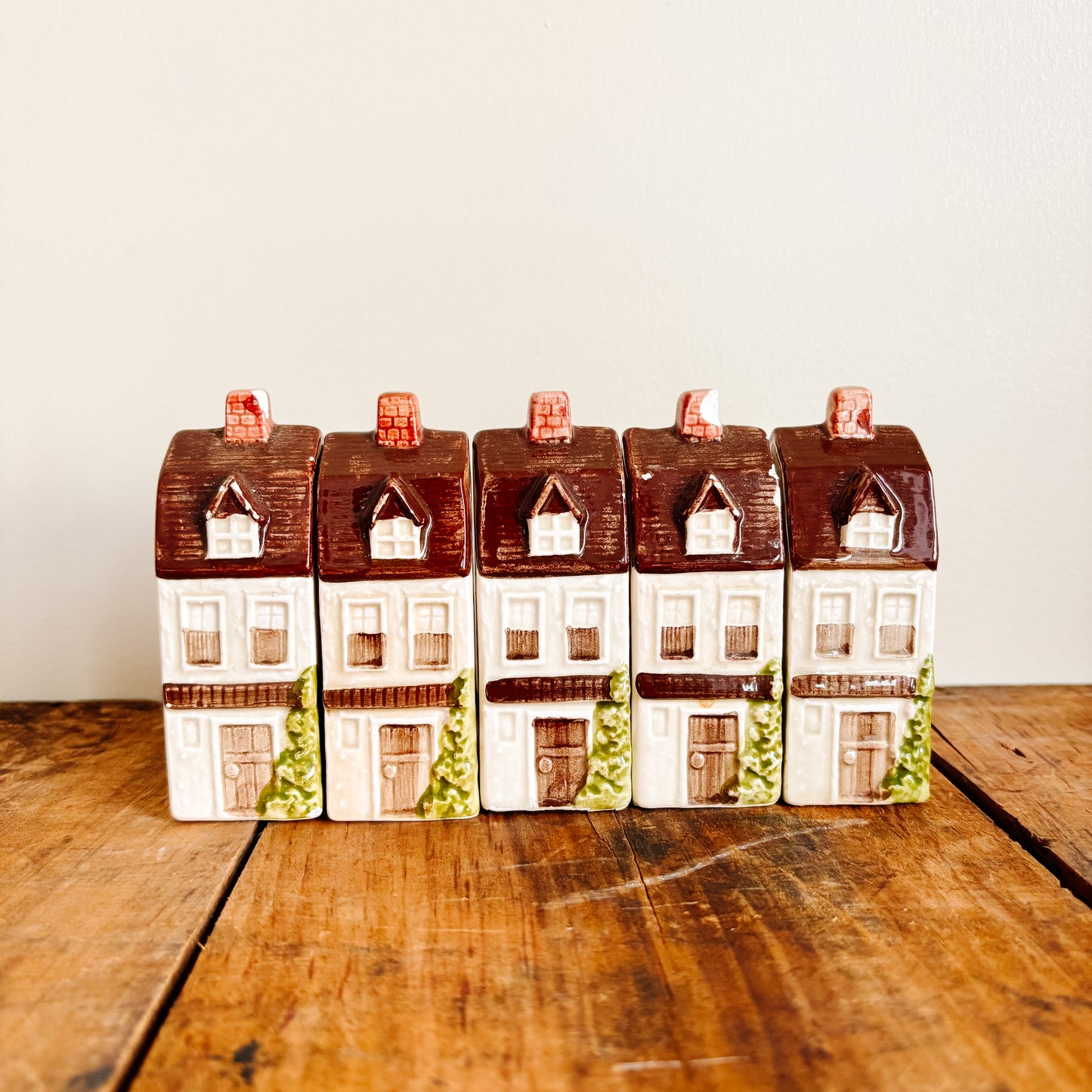 Vintage Japan Ceramic Row Houses - Set of 5