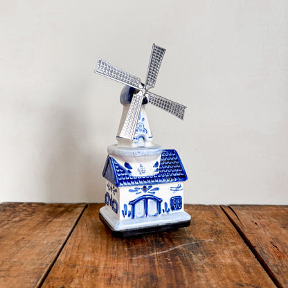 Vintage Elesva Holland Delft Blue Dutch Windmill Music Box