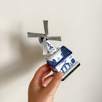 Vintage Elesva Holland Delft Blue Dutch Windmill Music Box
