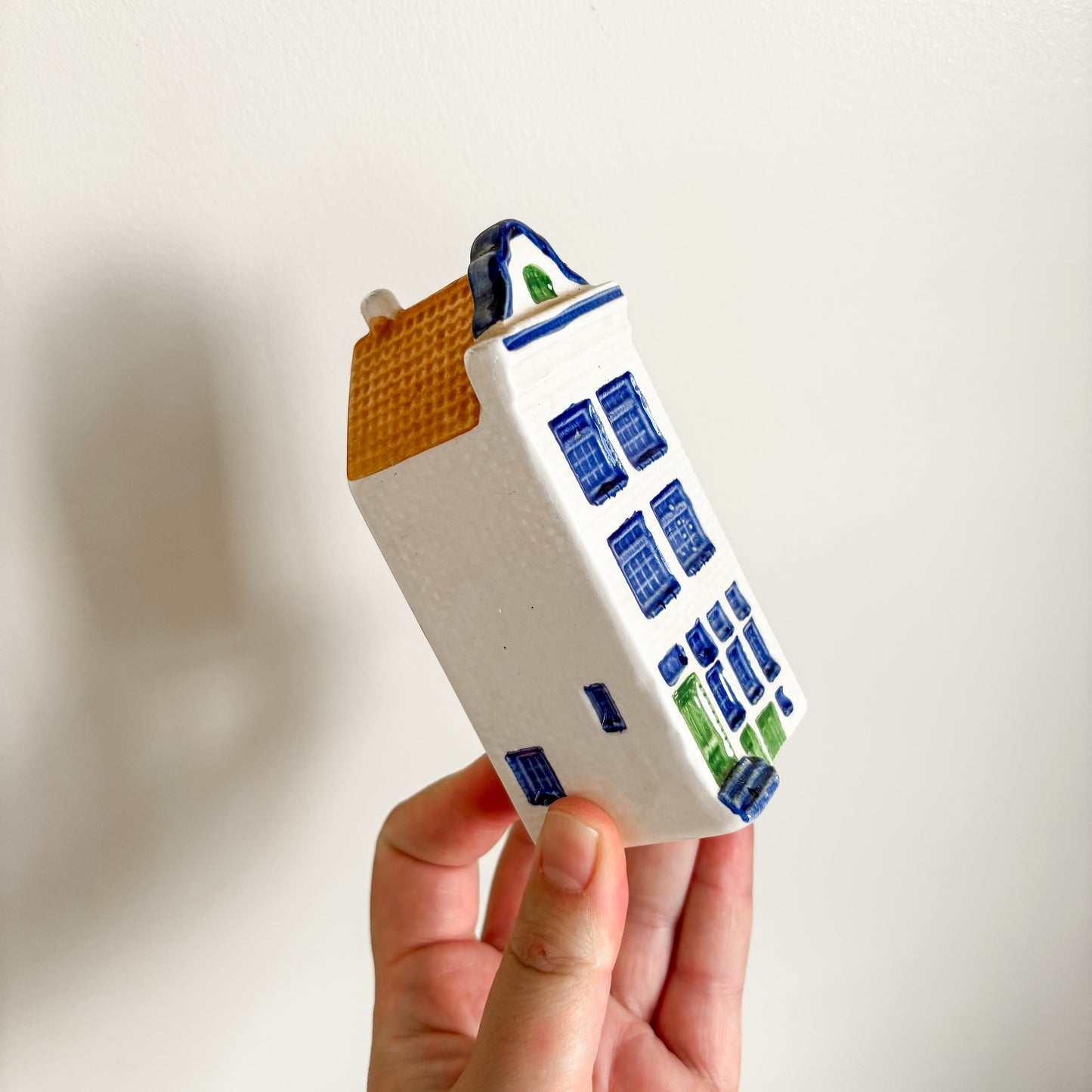 Delft Blue Canal Houses with Orange Roofs by Elesva Holland - Set of 3