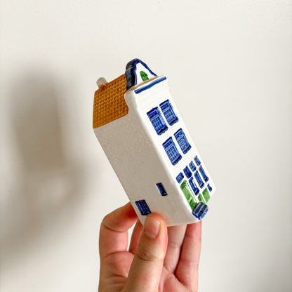 Delft Blue Canal Houses with Orange Roofs by Elesva Holland - Set of 3