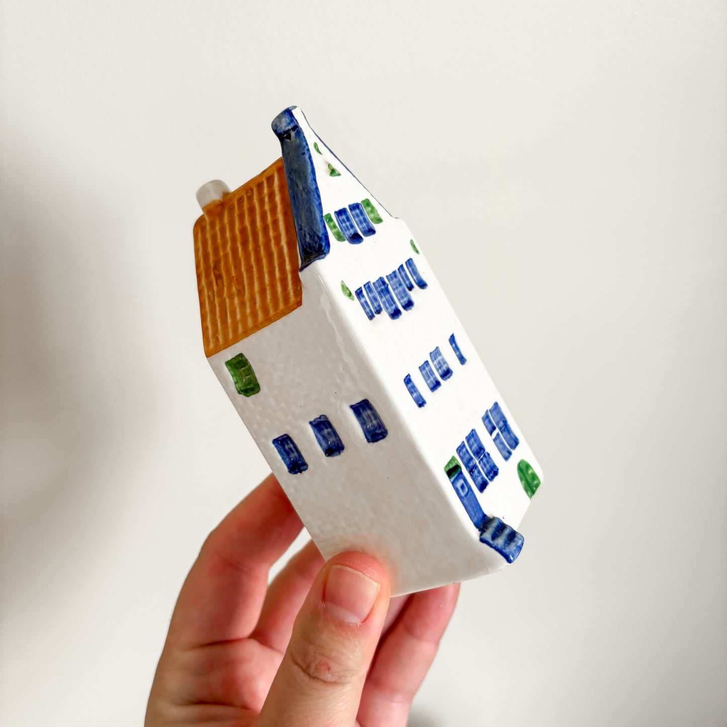 Delft Blue Canal Houses with Orange Roofs by Elesva Holland - Set of 3