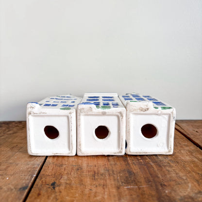 Delft Blue Canal Houses with Orange Roofs by Elesva Holland - Set of 3