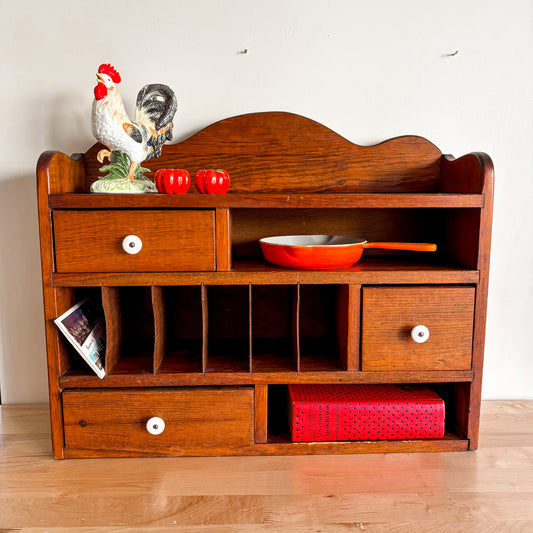 Vintage Solid Wood Secretary or Organizer for Office or Kitchen