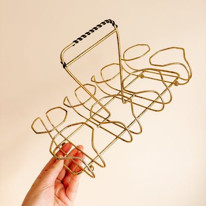 MCM Gold Leaf Highball Glasses with Caddy (Set of 8)