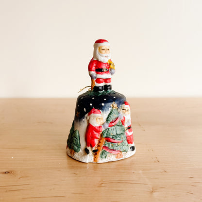 Ceramic Christmas Bell with Santa Claus Handle