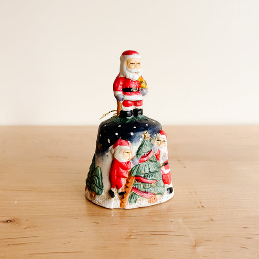 Ceramic Christmas Bell with Santa Claus Handle