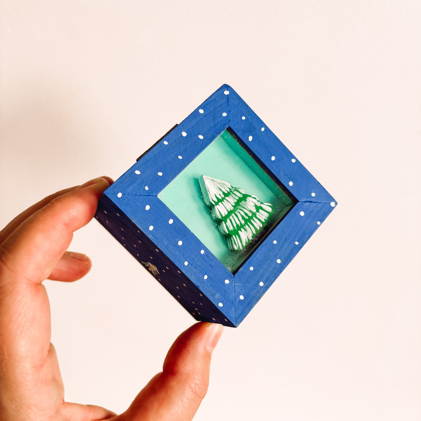 Small Folksy Wooden Box with Winter Design