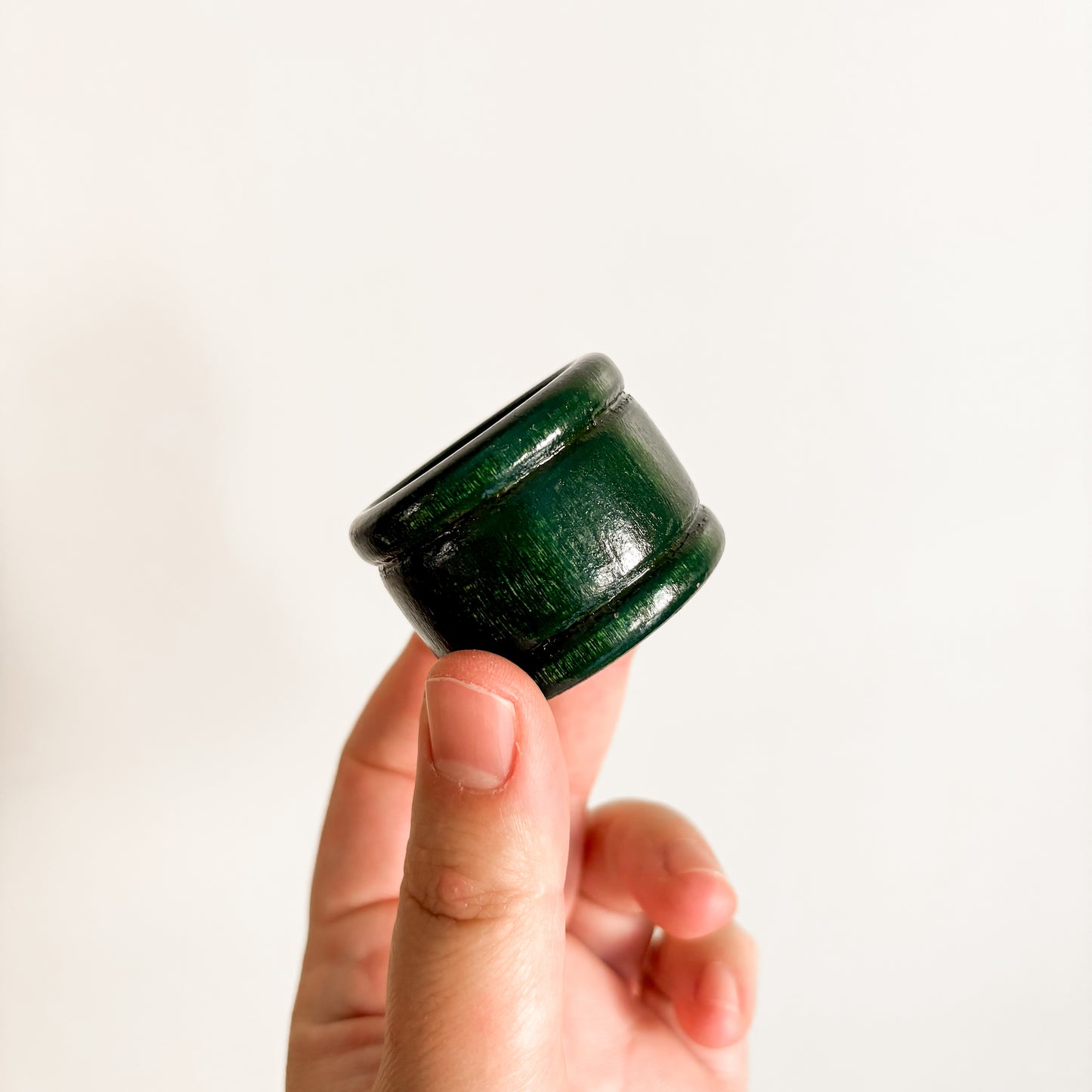 Wooden Christmas Holiday Napkin Rings - Green (set of 6)