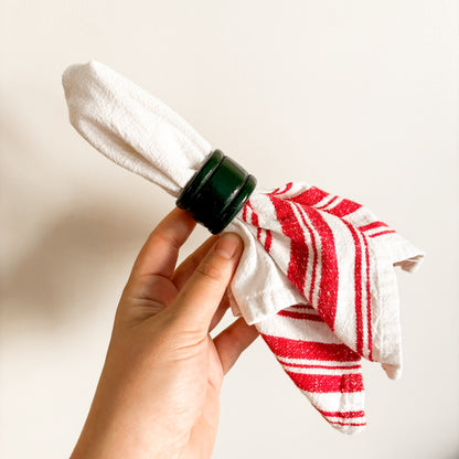 Wooden Christmas Holiday Napkin Rings - Green (set of 6)