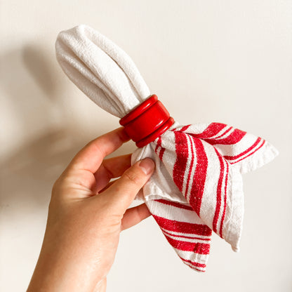 Wooden Christmas Holiday Napkin Rings - Red (set of 6)