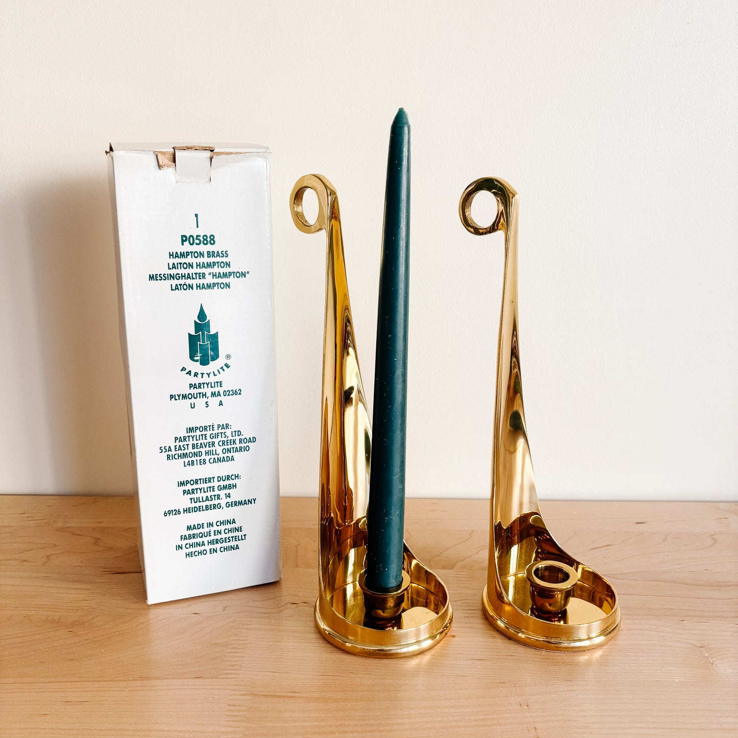 Partylite Hampton Brass Taper Candle Holders (set of 2)