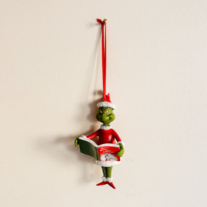 Ornament - Santa Grinch Reading Book