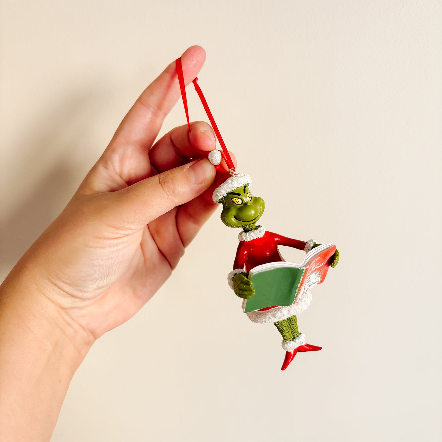 Ornament - Santa Grinch Reading Book