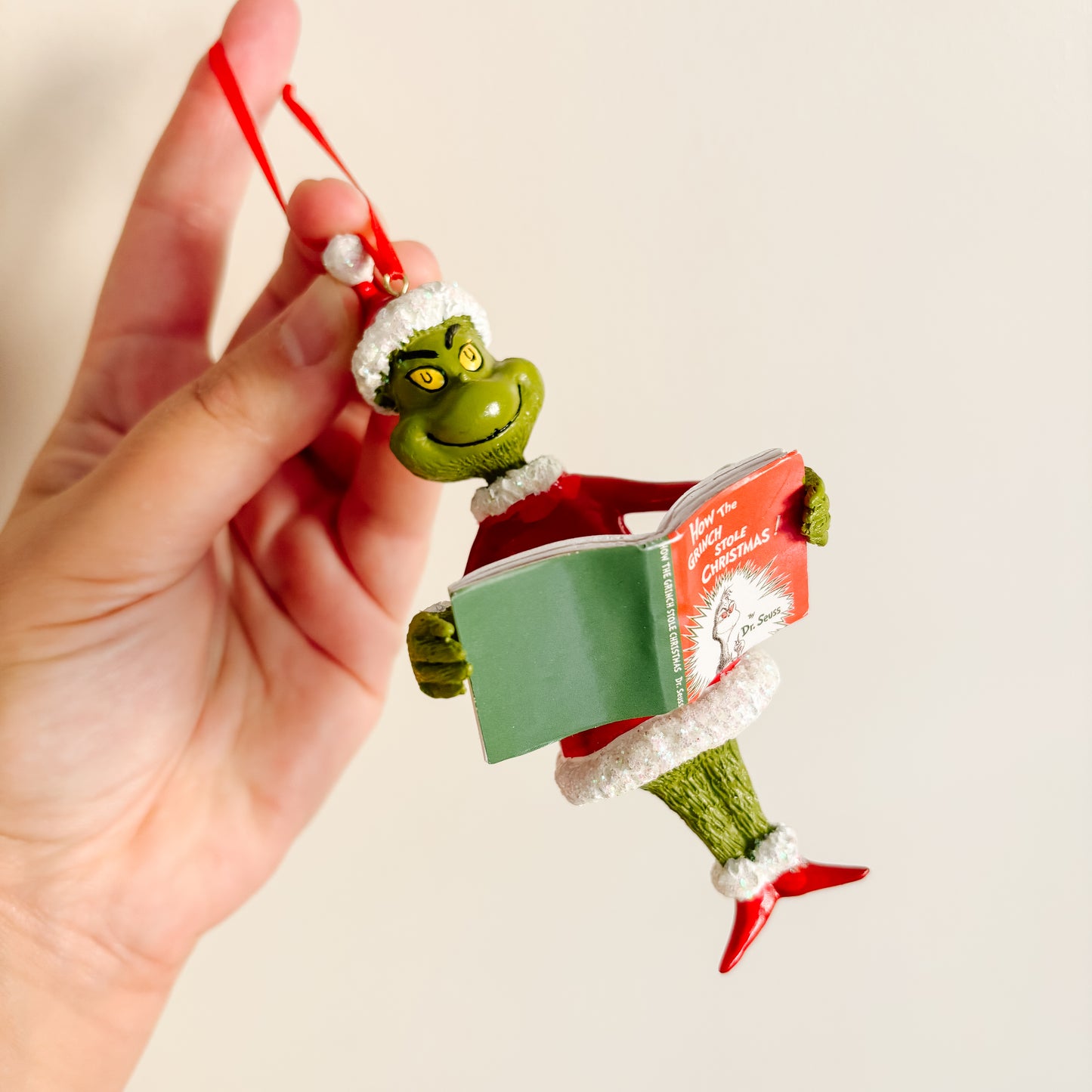 Ornament - Santa Grinch Reading Book