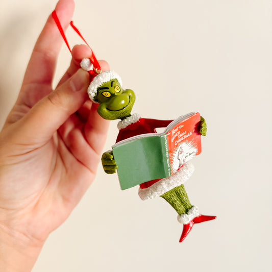 Ornament - Santa Grinch Reading Book