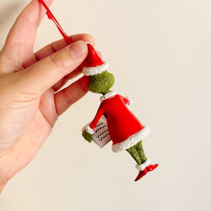 Ornament - Santa Grinch Reading Book