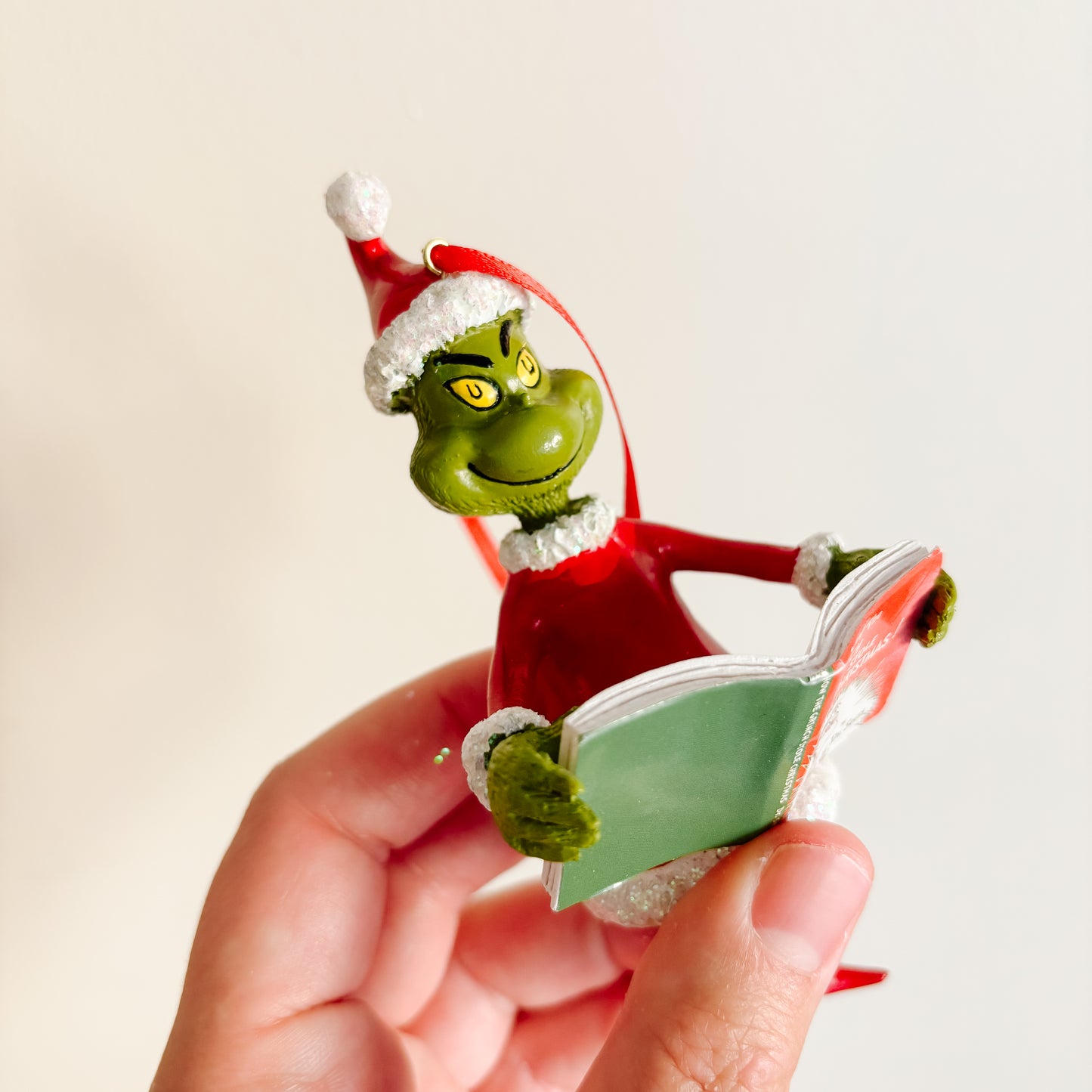 Ornament - Santa Grinch Reading Book