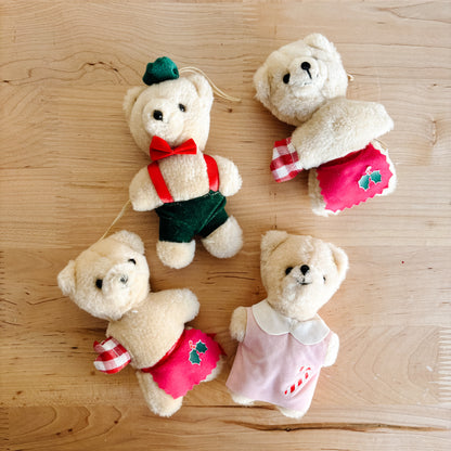 Ornament - Festive Plush Bears (set of 4)