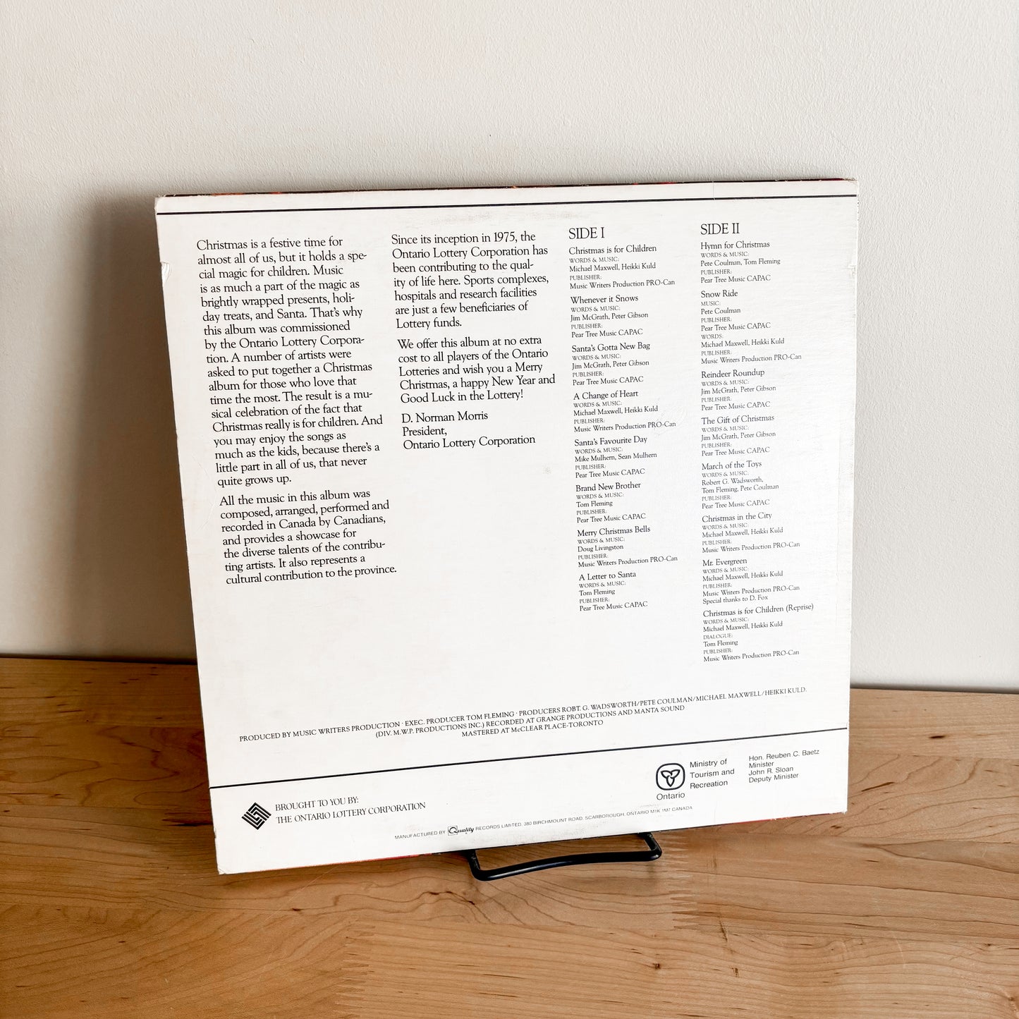 Holiday Record - Christmas Is For Children (Ontario Lottery Corporation 1982)