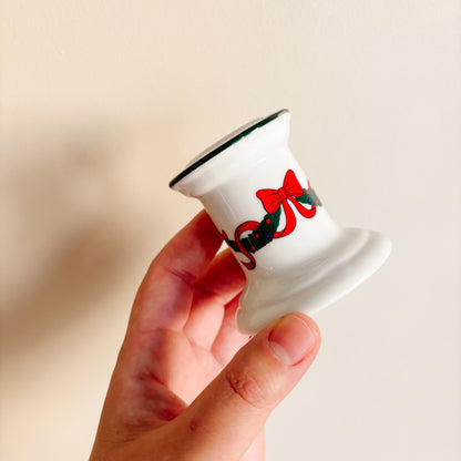 Christmas Garland Porcelain Taper Candle Holders (set of 2)