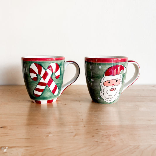 Holiday Mug - Santa & Candy Canes (set of 2)
