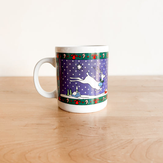 Holiday Mug - Blue Snowy Night Reindeer