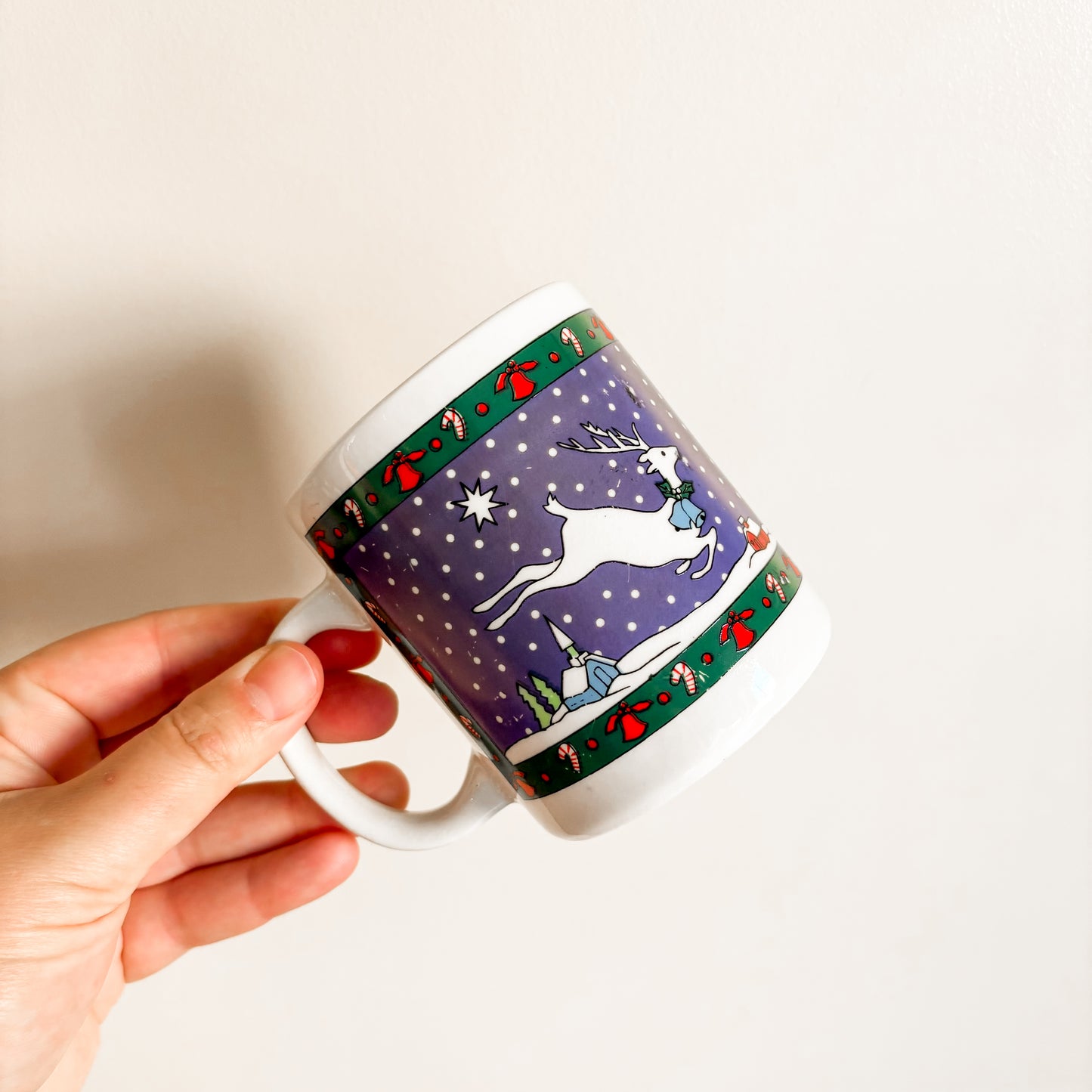 Holiday Mug - Blue Snowy Night Reindeer