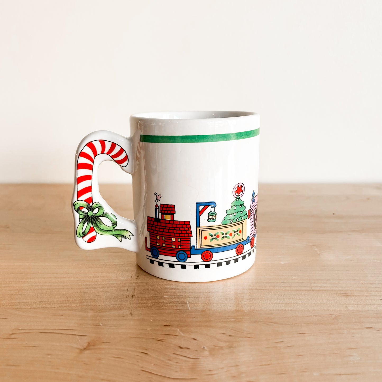 Holiday Mug - Christmas Train with Candy Cane Handle