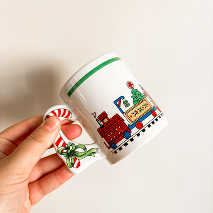 Holiday Mug - Christmas Train with Candy Cane Handle