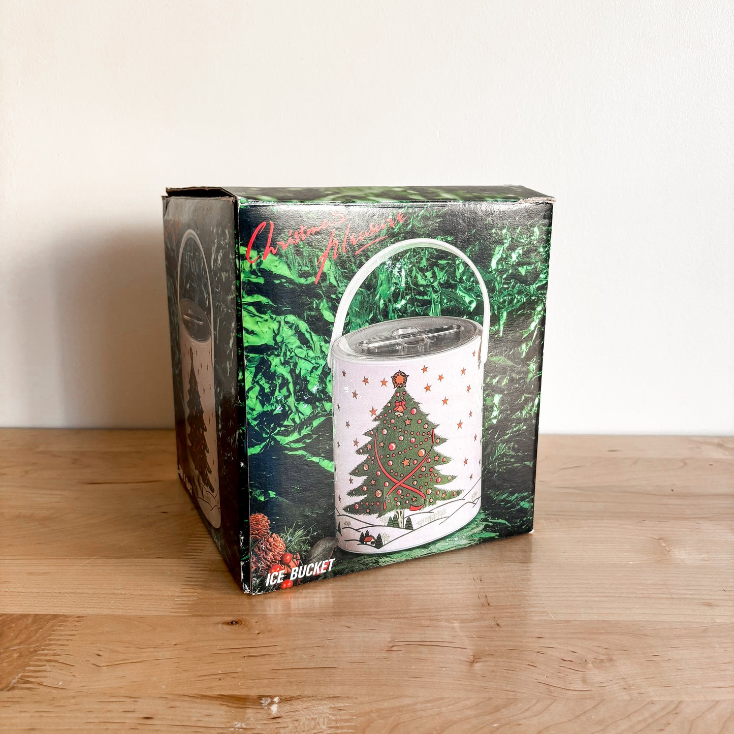 1980s Christmas Tree Plastic Ice Bucket