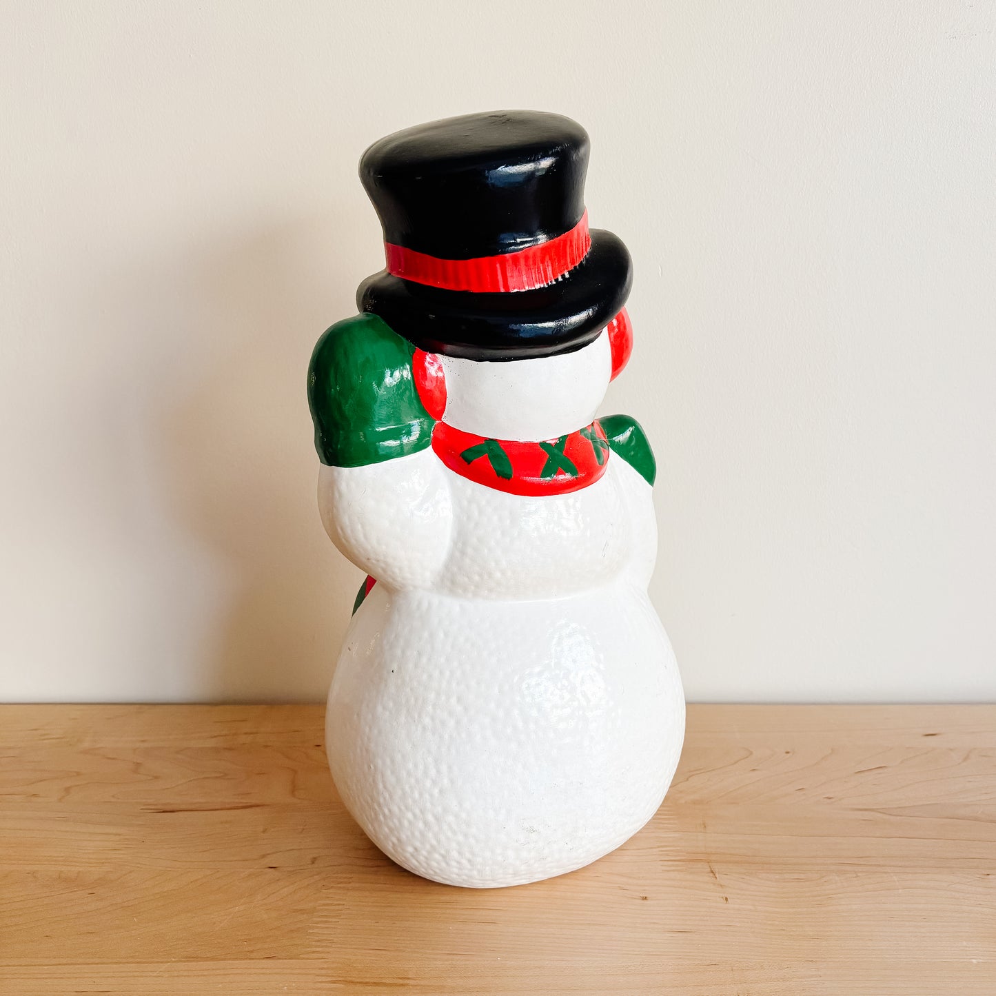 Vintage Handpainted Ceramic Snowman (13")