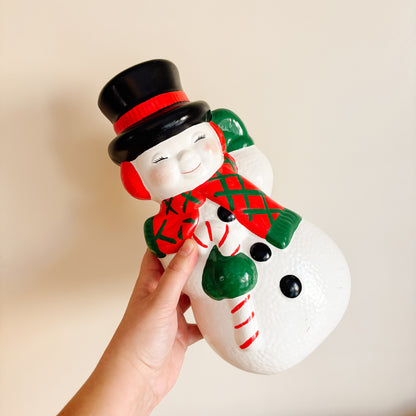 Vintage Handpainted Ceramic Snowman (13")