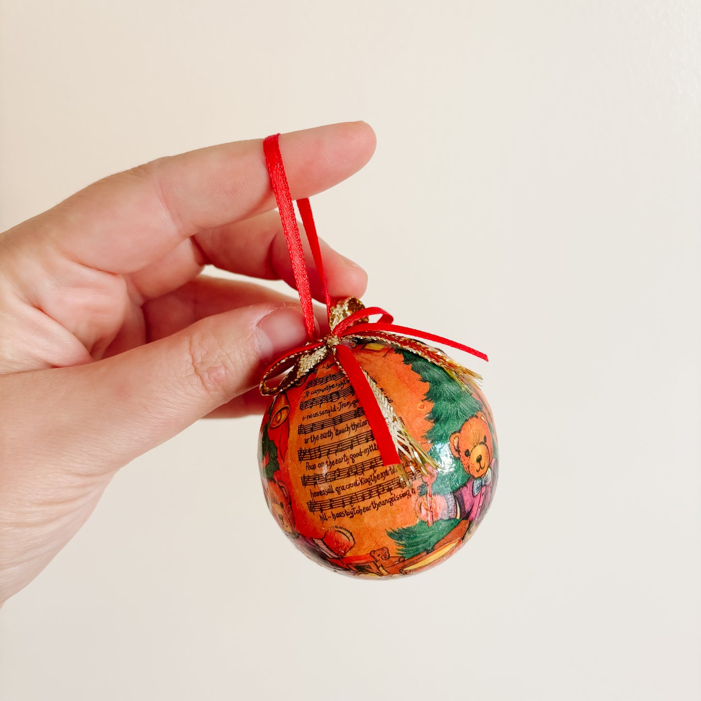 Ornament - Musical Teddy Bears with Bows (set of 5)