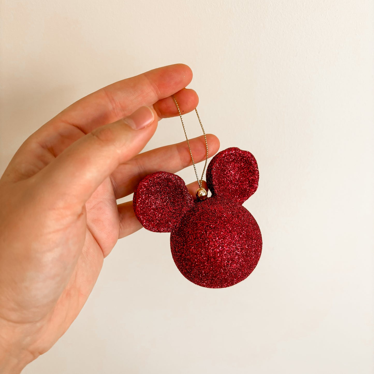Ornament - Disney Mickey Ears Red Glitter Bauble