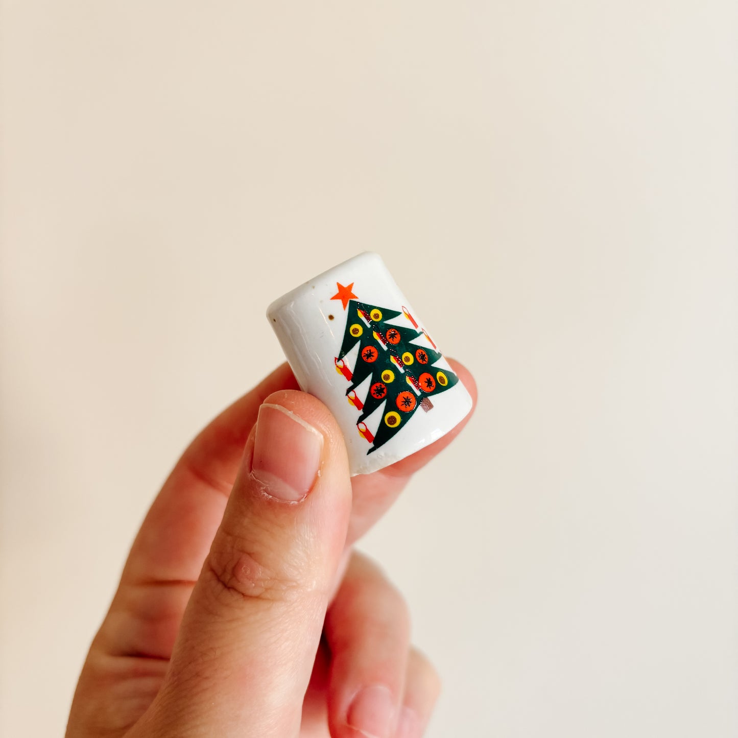 Ceramic Mini Taper Candle Holders with Christmas Tree Design (set of 6)