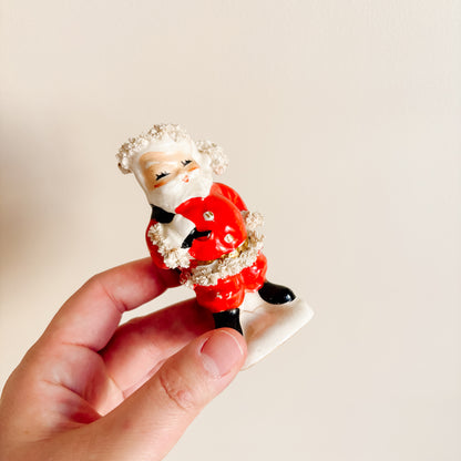 Salt & Pepper Shakers - 1950s Napco Giftcraft Japan Spaghetti Trim Santa