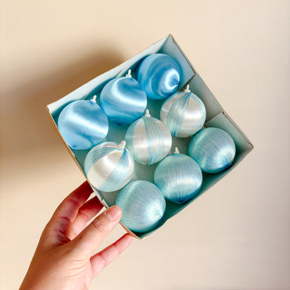 Ornament - Alderbrook Canada Blue Satin Ornaments (set of 9)