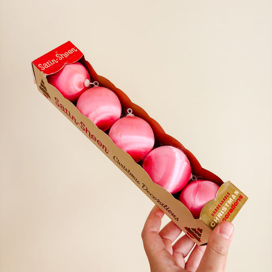 Ornament - Alderbrook Satin-Sheen Pink Satin Ornaments (set of 5)