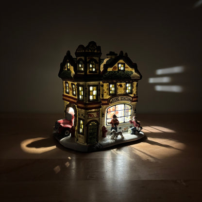 Christmas Decor - Christmas Street Ceramic Fire Station (with box)