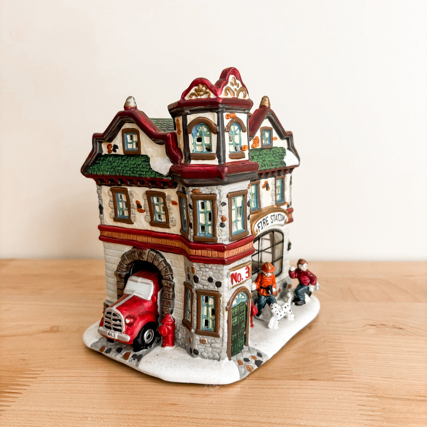 Christmas Decor - Christmas Street Ceramic Fire Station (with box)