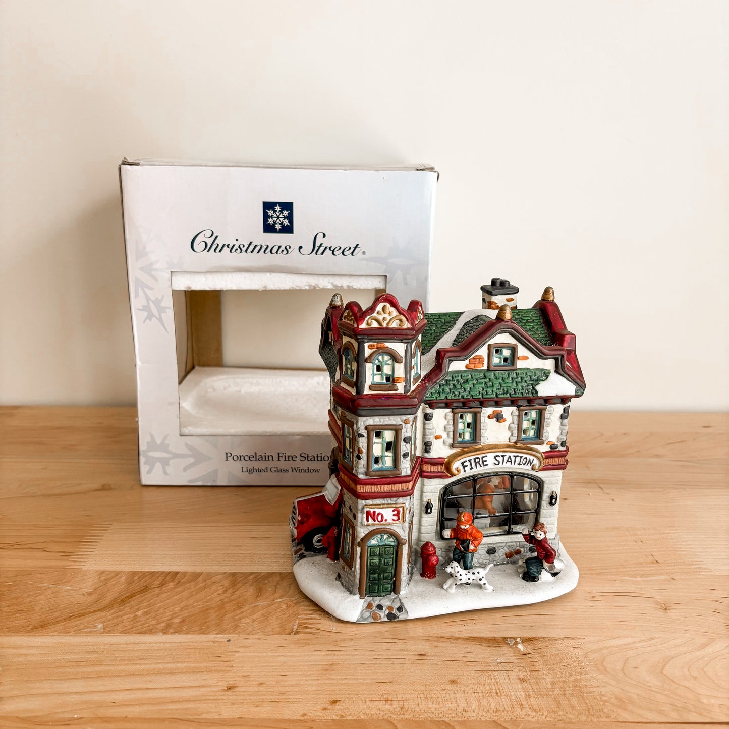 Christmas Decor - Christmas Street Ceramic Fire Station (with box)