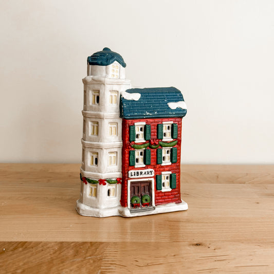 Christmas Decor - Ceramic Christmas Village Library