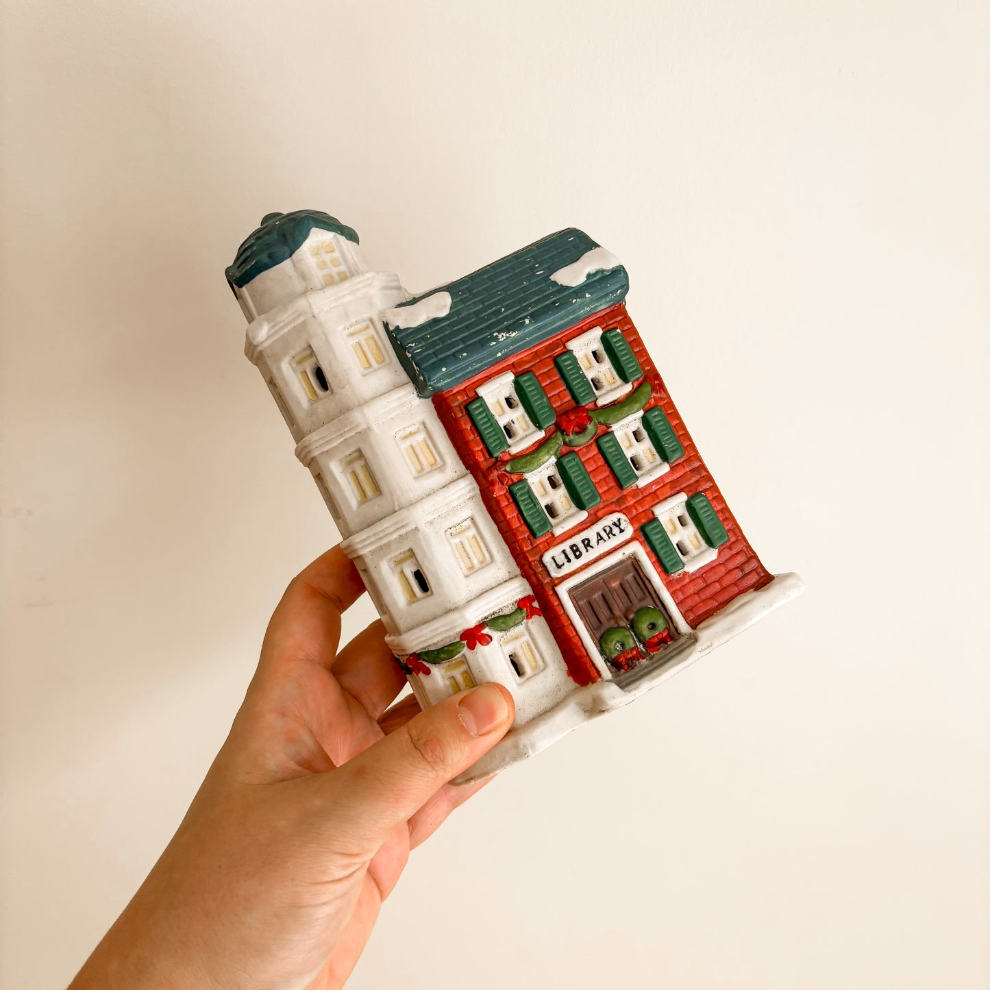 Christmas Decor - Ceramic Christmas Village Library